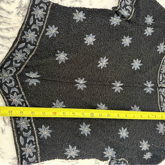 Vintage Cote d’Azur Black Beaded Top | Silk Floral Embroidery - Picture 15 of 15